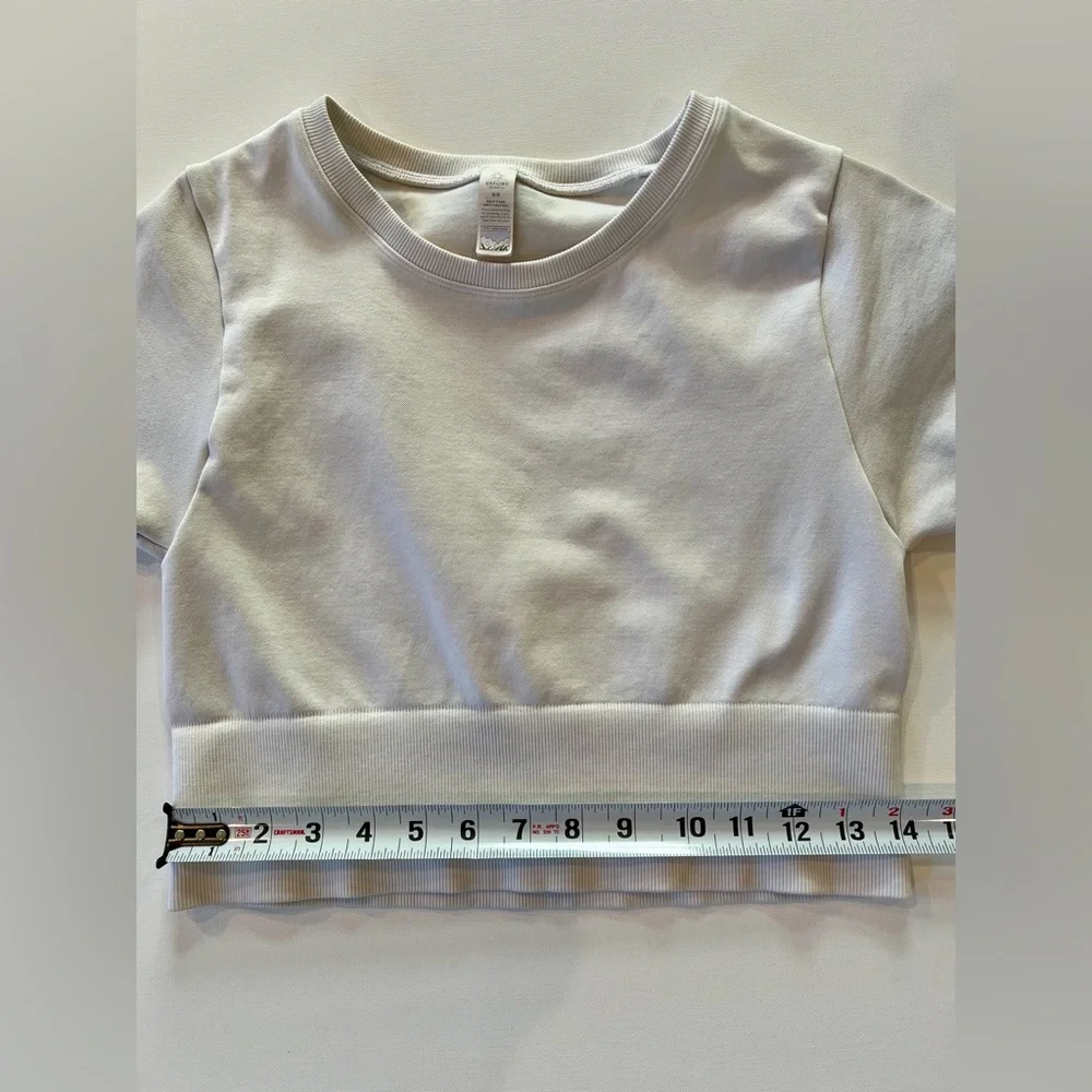 Aerie Offline Classic White Crop Top Medium Nylon Blend Workout Gym Shirt - Picture 4 of 11